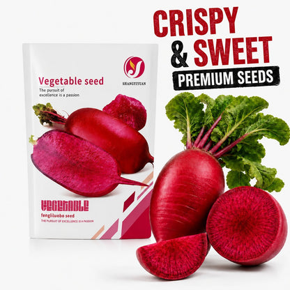 ☀️🌱Pineapple Radish Seeds, Red Skin Red Flesh Sweet Crispy Fruit Radish Seeds
