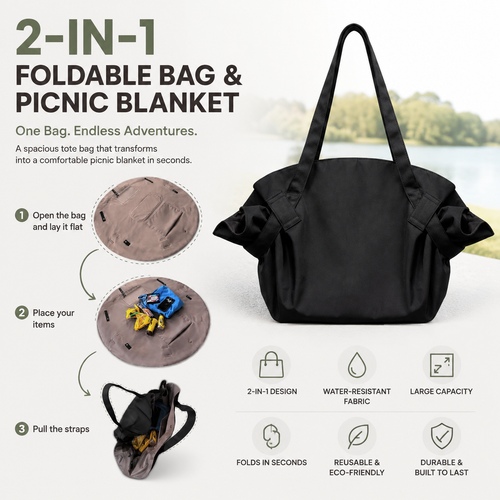 2-IN-1 FOLDABLE BAG & PICNIC BLANKET