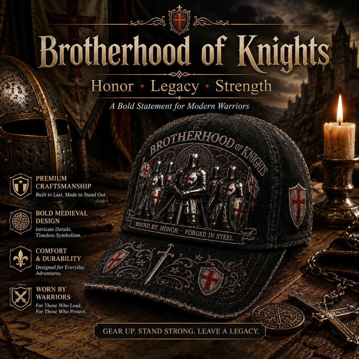⚔️ Bound By Honor Forged In Steel – Knights Templar Cap