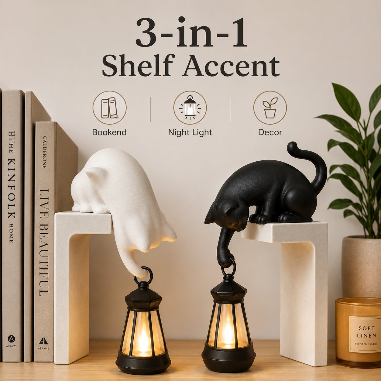 Cat-themed Bookshelf Light