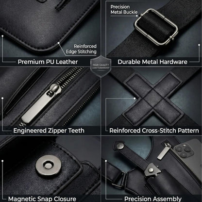 Double Strap Anti-Theft PU Leather Chest Bag