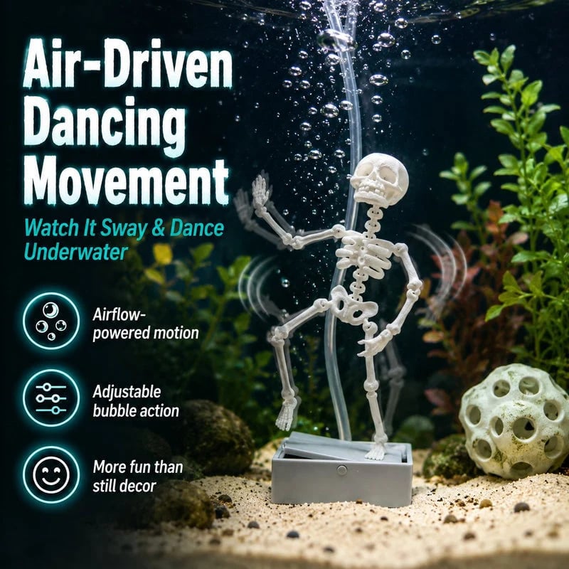 🔥HOT SALE 60% OFF💀🐠Air-Driven Dancing Skeleton Aquarium Ornament🕺