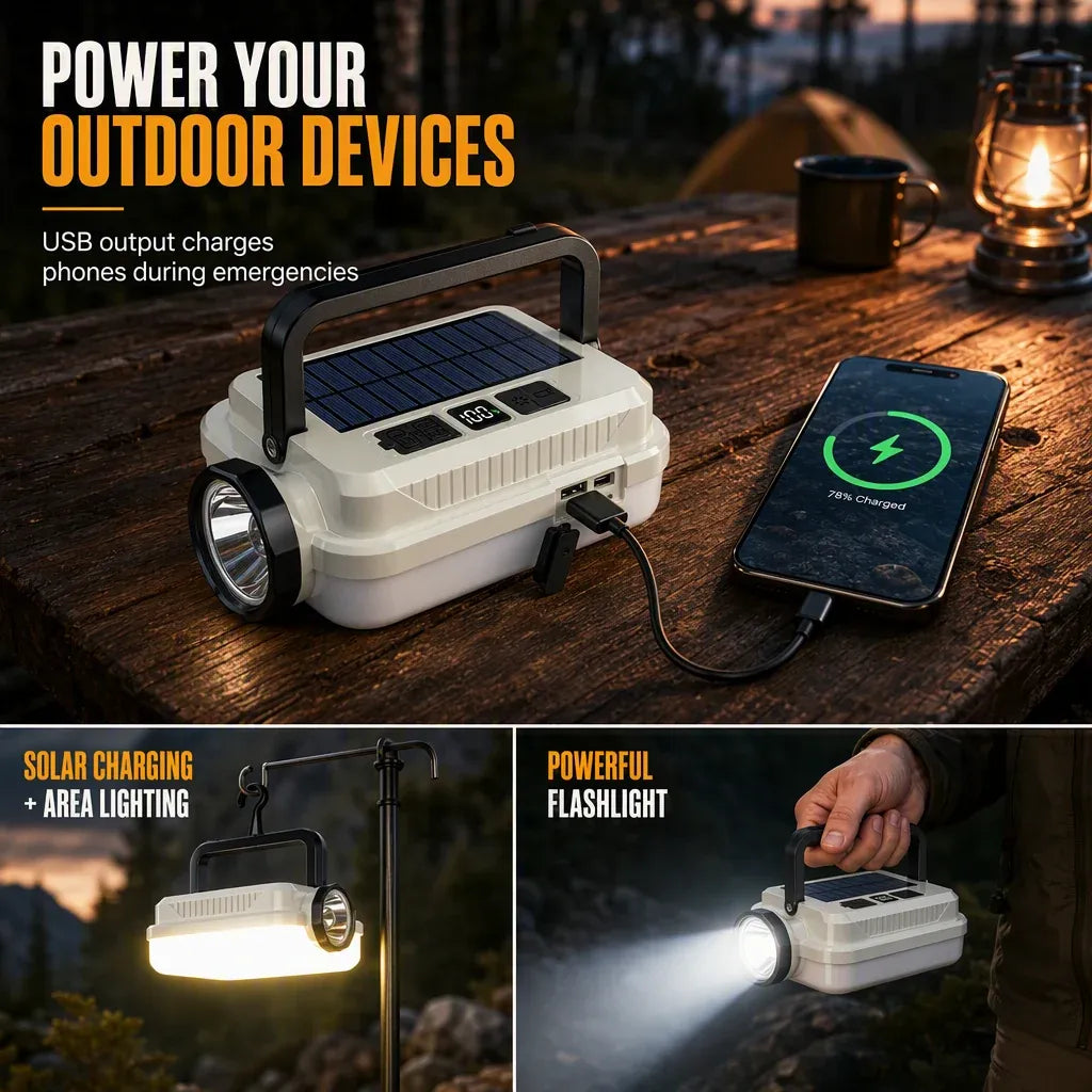 🔦 Solar LED Camping Lantern – Rechargeable, handheld & multifunctional ✨