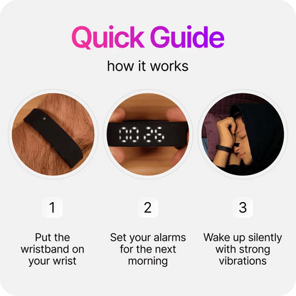 Silent vibrating alarm clock – features two vibration intensity levels.