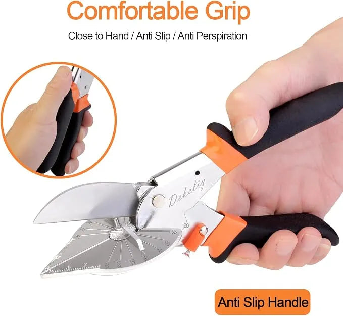 ⭐ ⛏️Multi Angle Miter Shear Cutter, Stainless steel material, 45°-135° Adjustable Angle Trim Scissors Hand Tool