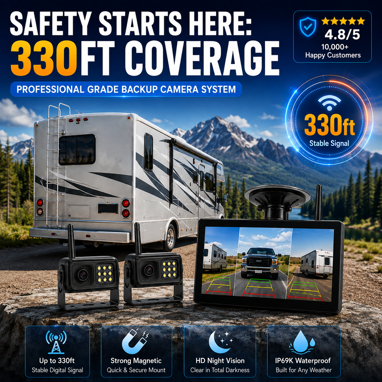 🔥Wireless rear camera system in 1080p H