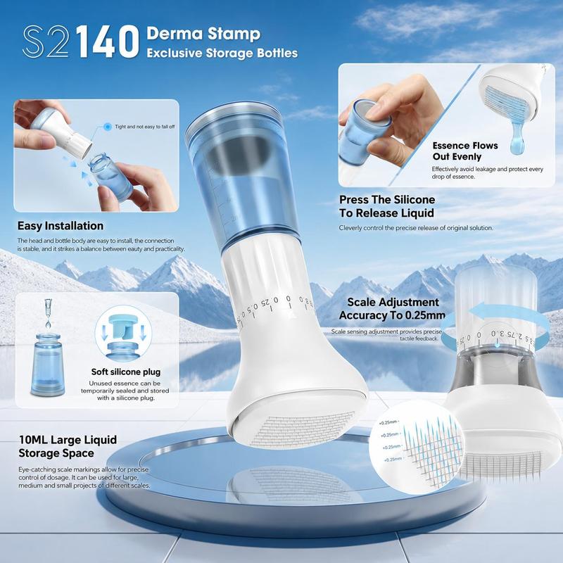 Hydra Derma Stamp™ Adjustable 0.25mm • 140-Pin • Built-In Serum Applicator