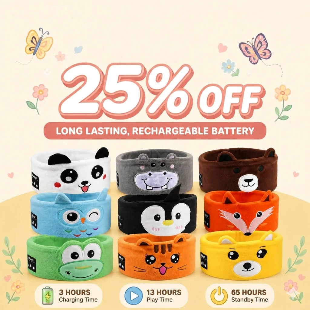 Cute Animal Sleeping Headband Headphones