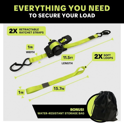 Car Tie Downs with Ratchets 1"x 11 ft-1500 LB Break Strength Cargo Straps for Moving Appliances, Lawn Equipment, Motorcycle