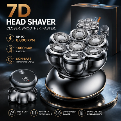 🪒 7D Electric Head Shaver for Men | Wet & Dry Rotary Razor