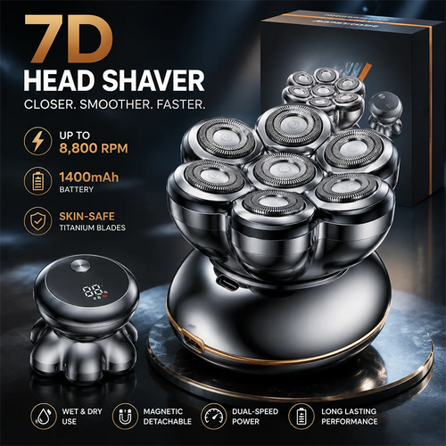 🪒 7D Electric Head Shaver for Men | Wet & Dry Rotary Razor