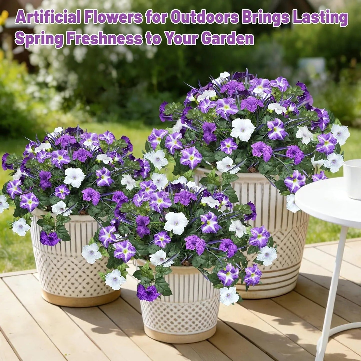 🔥 Fade-Proof, UV-Resistant Artificial Petunias – Vibrant, Colorfast Outdoor Flowers for Patio & Garden