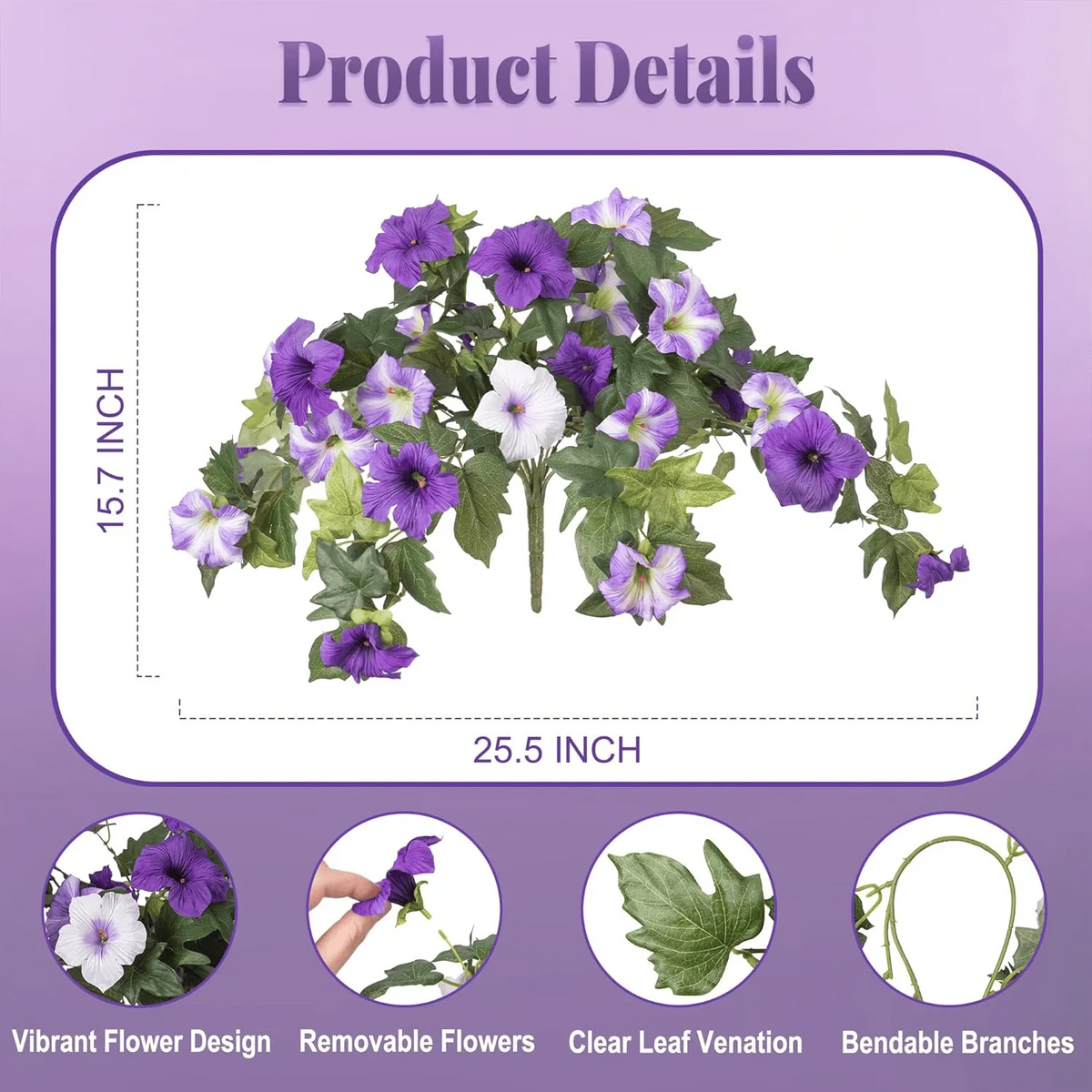 🔥 Fade-Proof, UV-Resistant Artificial Petunias – Vibrant, Colorfast Outdoor Flowers for Patio & Garden
