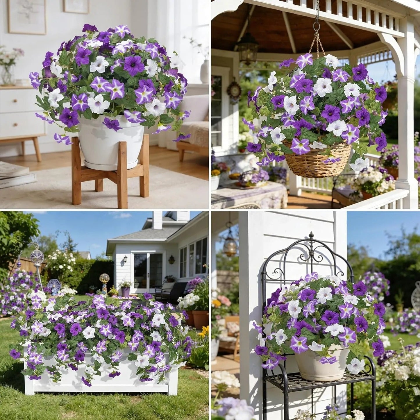 🔥 Fade-Proof, UV-Resistant Artificial Petunias – Vibrant, Colorfast Outdoor Flowers for Patio & Garden