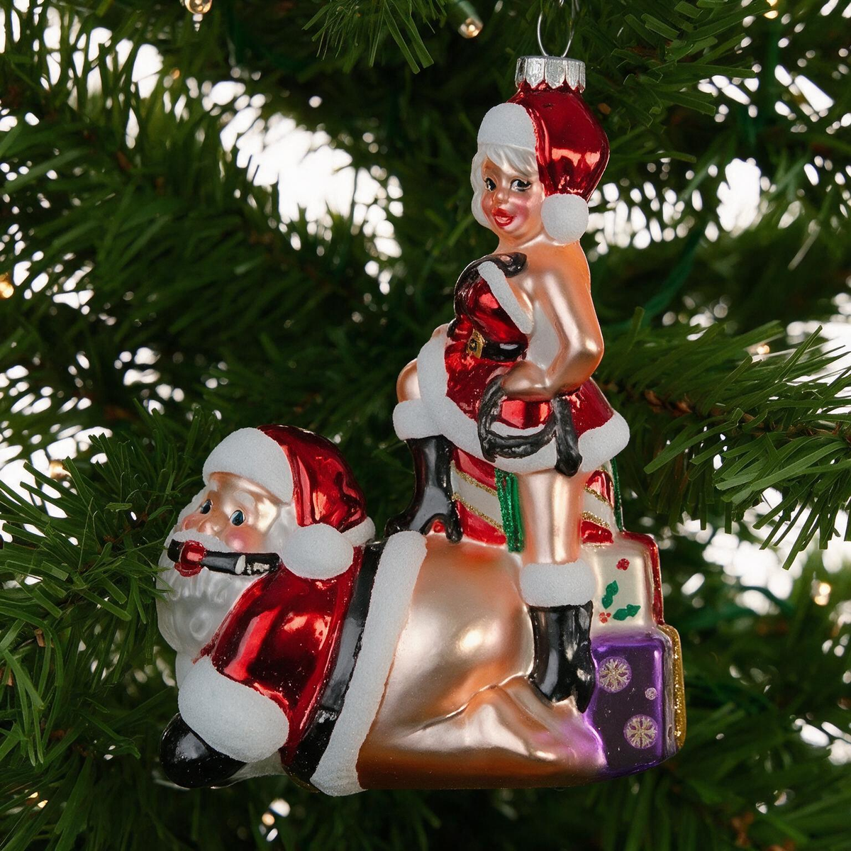 Cheeky Santa Ornament – Hilarious White Elephant & Stocking Stuffer