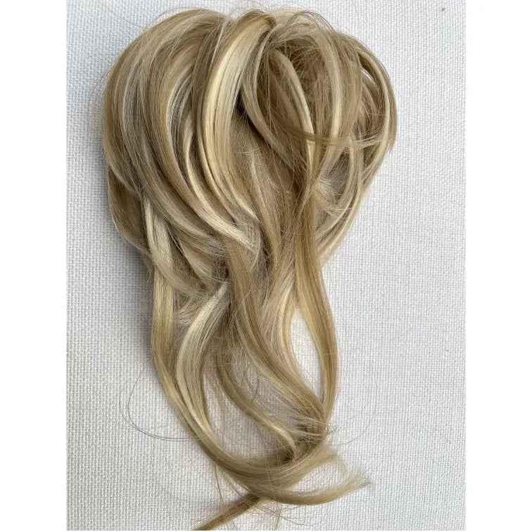 Messy Curly Hair Bun Scrunchie with Bangs – Synthetic Hairpiece