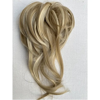 Messy Curly Hair Bun Scrunchie with Bangs – Synthetic Hairpiece