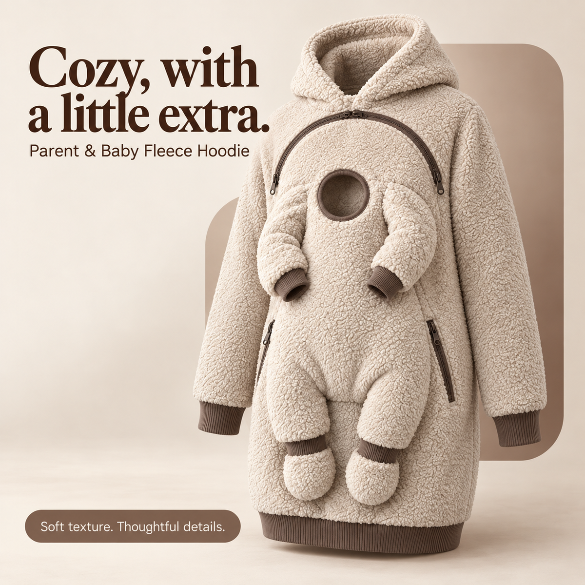 🧸 Parent & Baby Fleece Hoodie with Zip Pockets