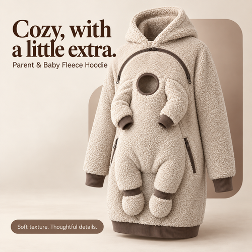 🧸 Parent & Baby Fleece Hoodie with Zip Pockets