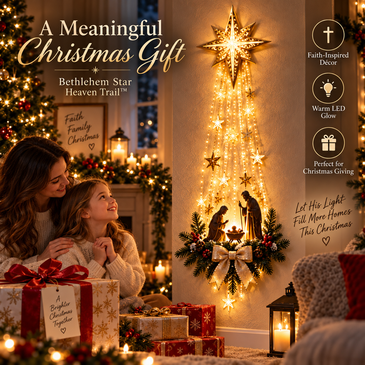 ✝️ Bethlehem Star of  – Lighted Nativity Wall Decor