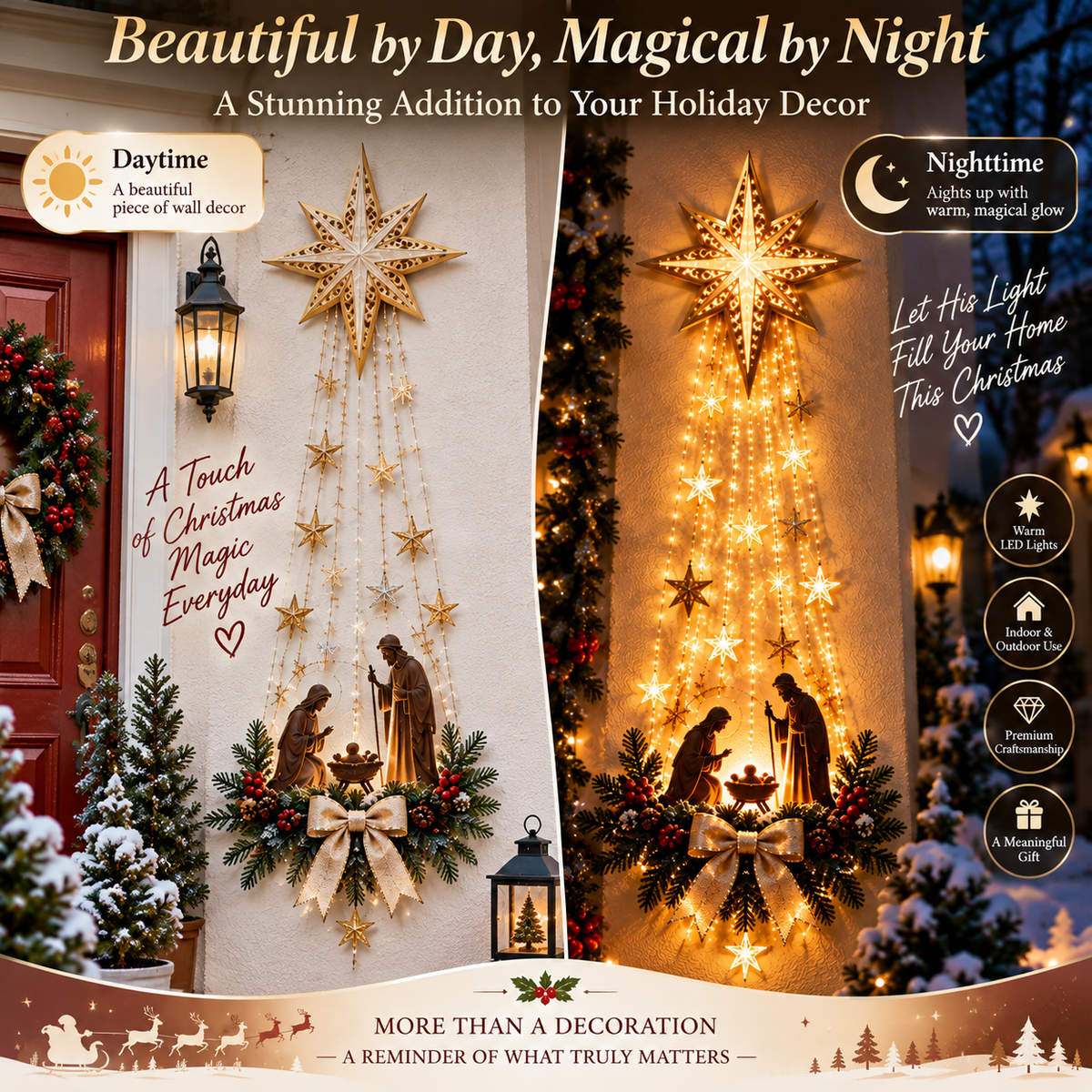 ✝️ Bethlehem Star of  – Lighted Nativity Wall Decor