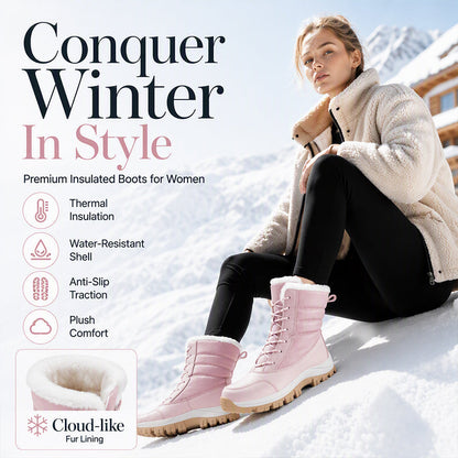 🌸 Women's Waterproof Plush-Lined Mid-Calf Snow Boots