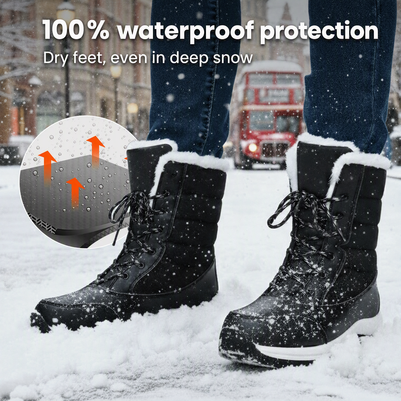 🌸 Women's Waterproof Plush-Lined Mid-Calf Snow Boots