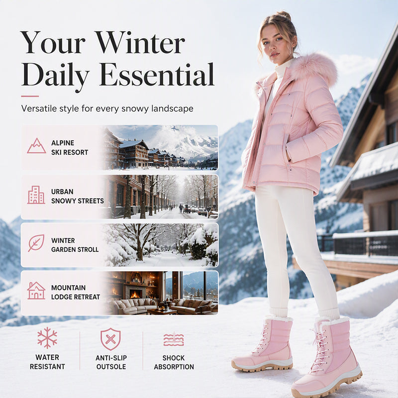 🌸 Women's Waterproof Plush-Lined Mid-Calf Snow Boots