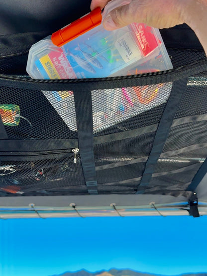 Overhead Mesh Gear Storage Net, Multi‑Pocket Ceiling Mesh Organizer for SUV, Van, 4x4, Boat & Rooftop Tent