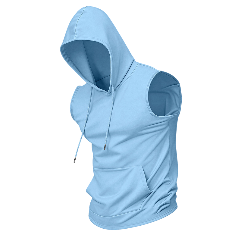 Men's Sleeveless Hooded Workout Top | Moisture-Wicking Athletic Tank with Pocket