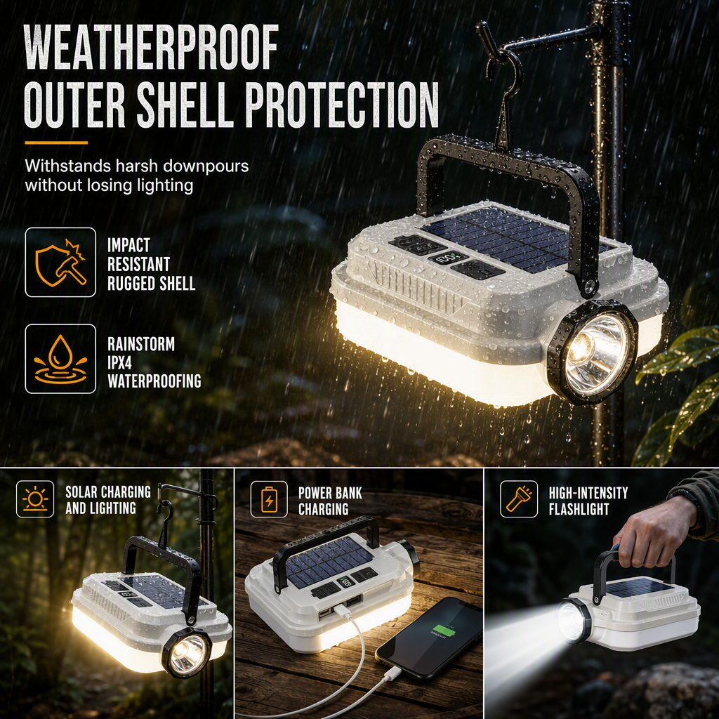 Solar Camping Lantern – 2-in-1 Light & Power Bank
