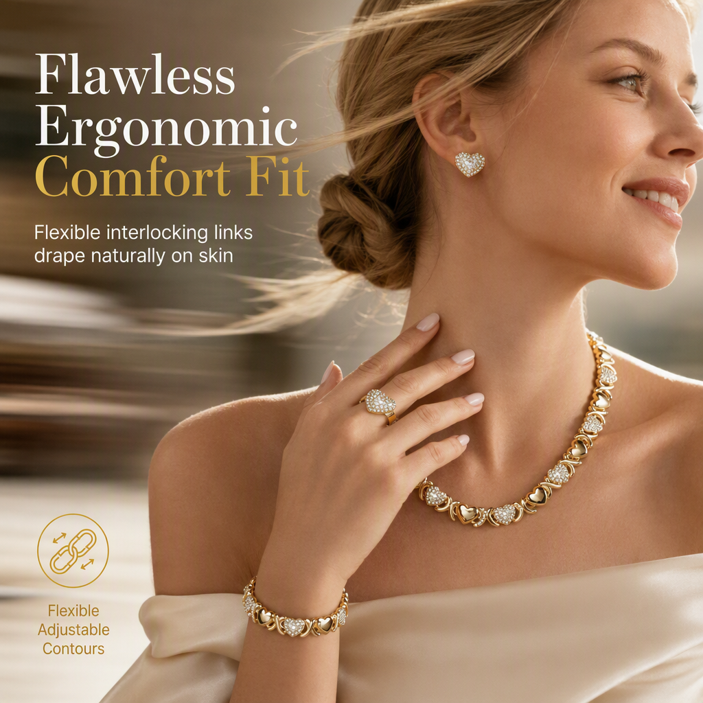 💛 LIMITED‑TIME 50% OFF! ✨ Gold Plated Heart Rhinestone 4-Piece Jewelry Set – Sparkly, Matching, Versatile 💍
