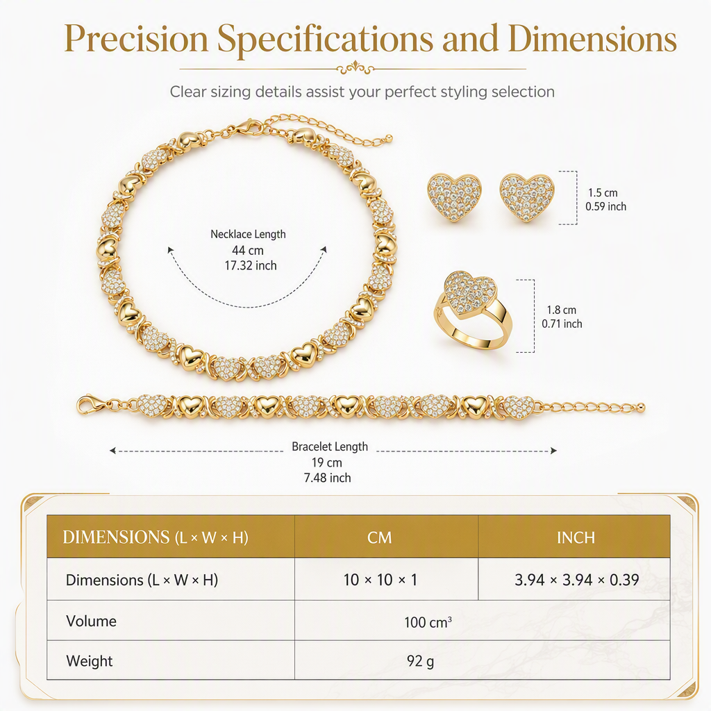 💛 LIMITED‑TIME 50% OFF! ✨ Gold Plated Heart Rhinestone 4-Piece Jewelry Set – Sparkly, Matching, Versatile 💍