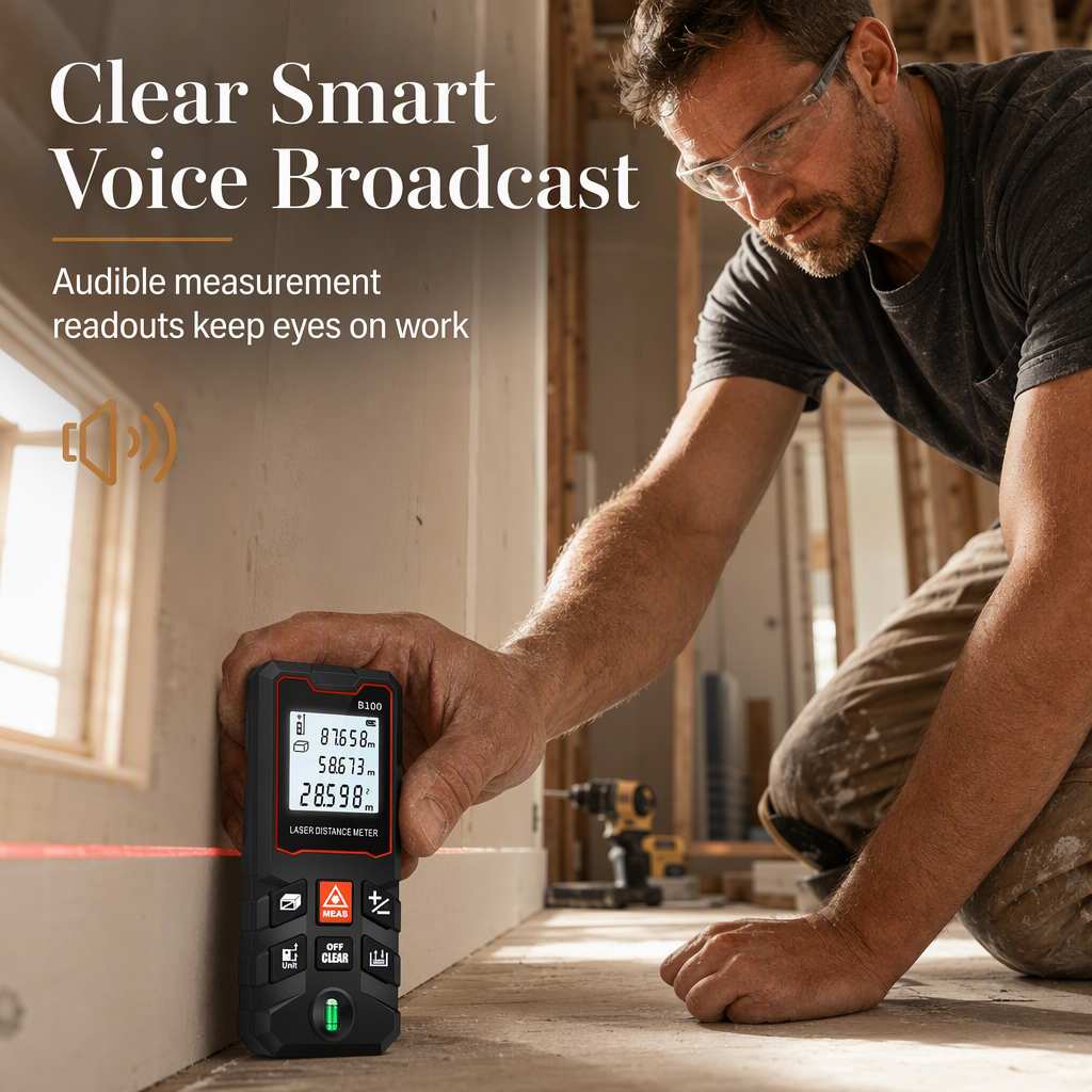 Rechargeable Laser Rangefinder – Voice Broadcast, Shockproof Casing, Multiple Range Options 🔦