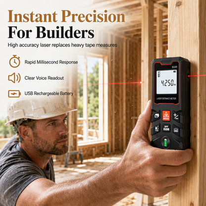 Rechargeable Laser Rangefinder – Voice Broadcast, Shockproof Casing, Multiple Range Options 🔦