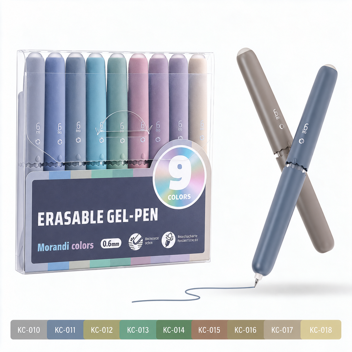 9 Colors Erasable Gel Pen Set