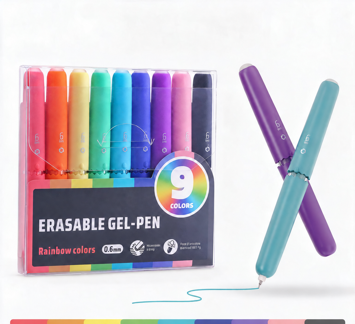 9 Colors Erasable Gel Pen Set