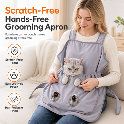 ⏳Hair Resistant Pet Cuddling Apron with Leg Holes – Anti-Scratch Grooming Apron 🐈✨