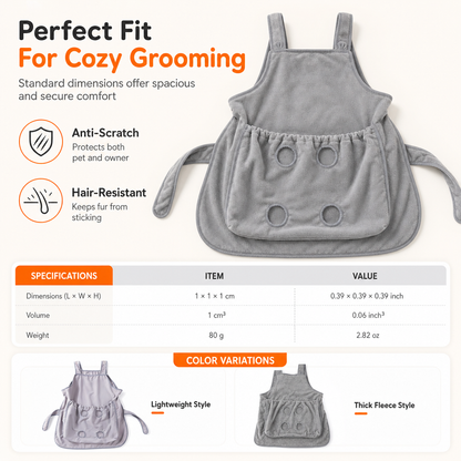 ⏳Hair Resistant Pet Cuddling Apron with Leg Holes – Anti-Scratch Grooming Apron 🐈✨