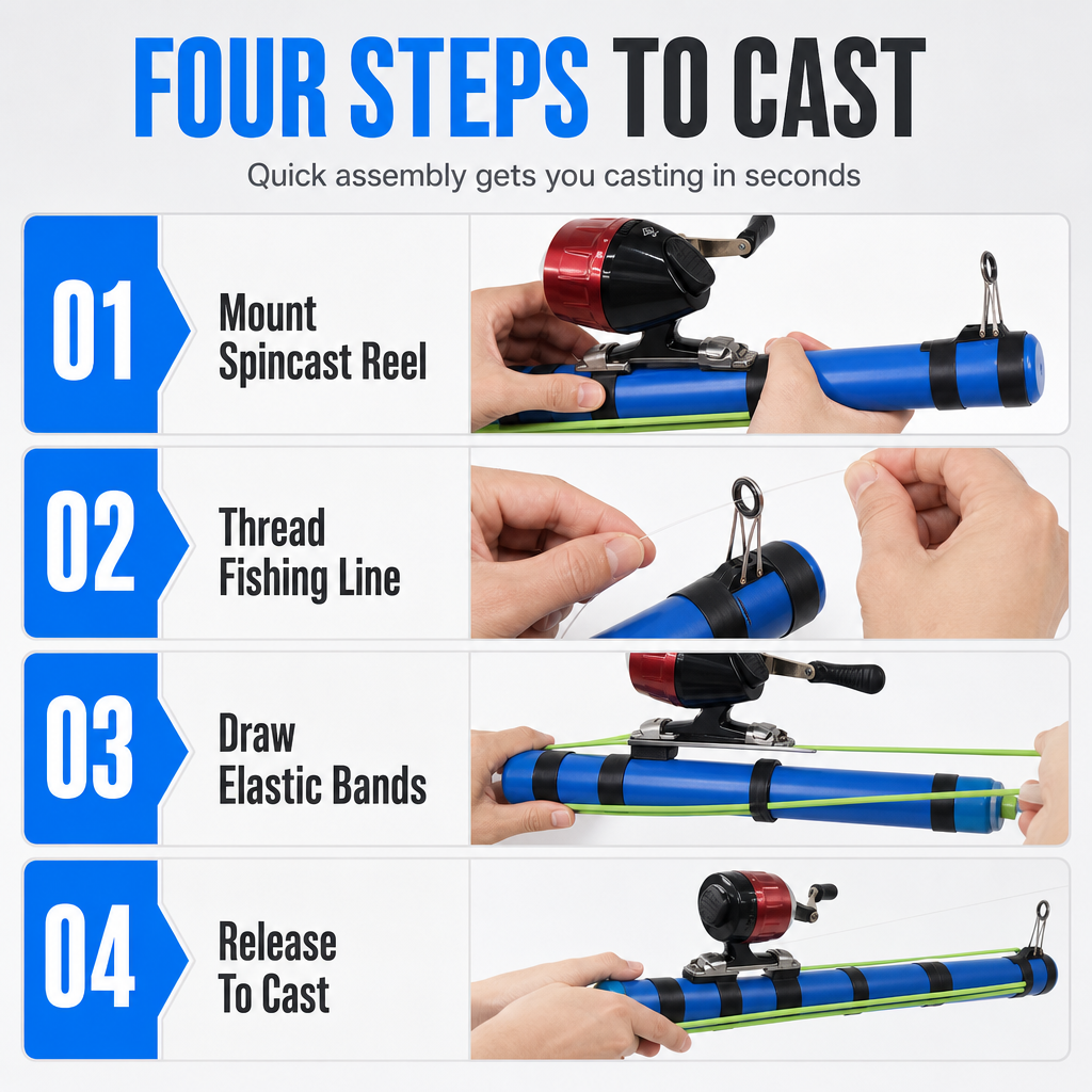 🎣🚀 Bait Launcher Fishing Set – Precision Slingshot Casting Rod with Spinning Reel