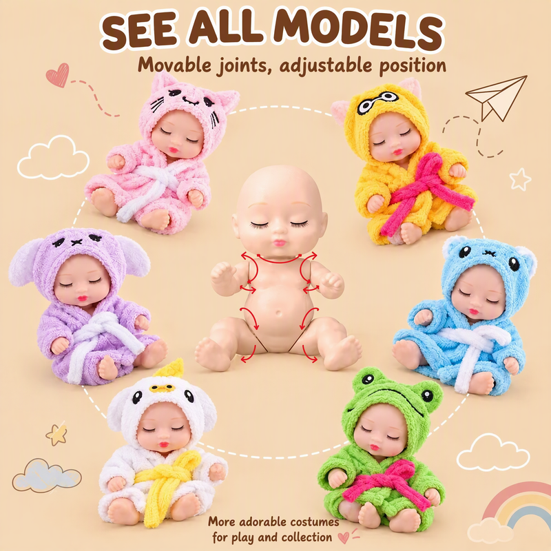 🍼 Mini Baby Dolls in Animal Outfits
