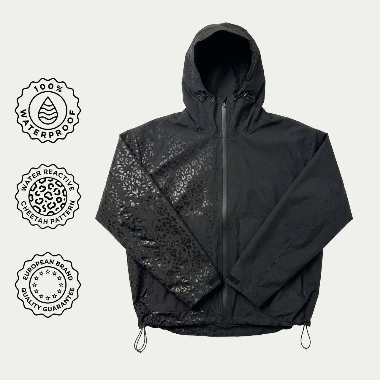 Water Reactive Cheetah Rain Jacket