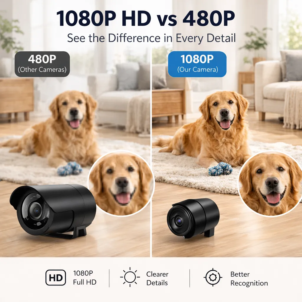 X5 Wireless Home Security Camera - 1080P HD Wi-Fi Dual-Use Monitor